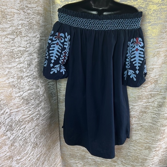 Zara Blumenmuster Embroidered Off Shoulder Tunic Dress Flower Embroidery Size S - Picture 9 of 15